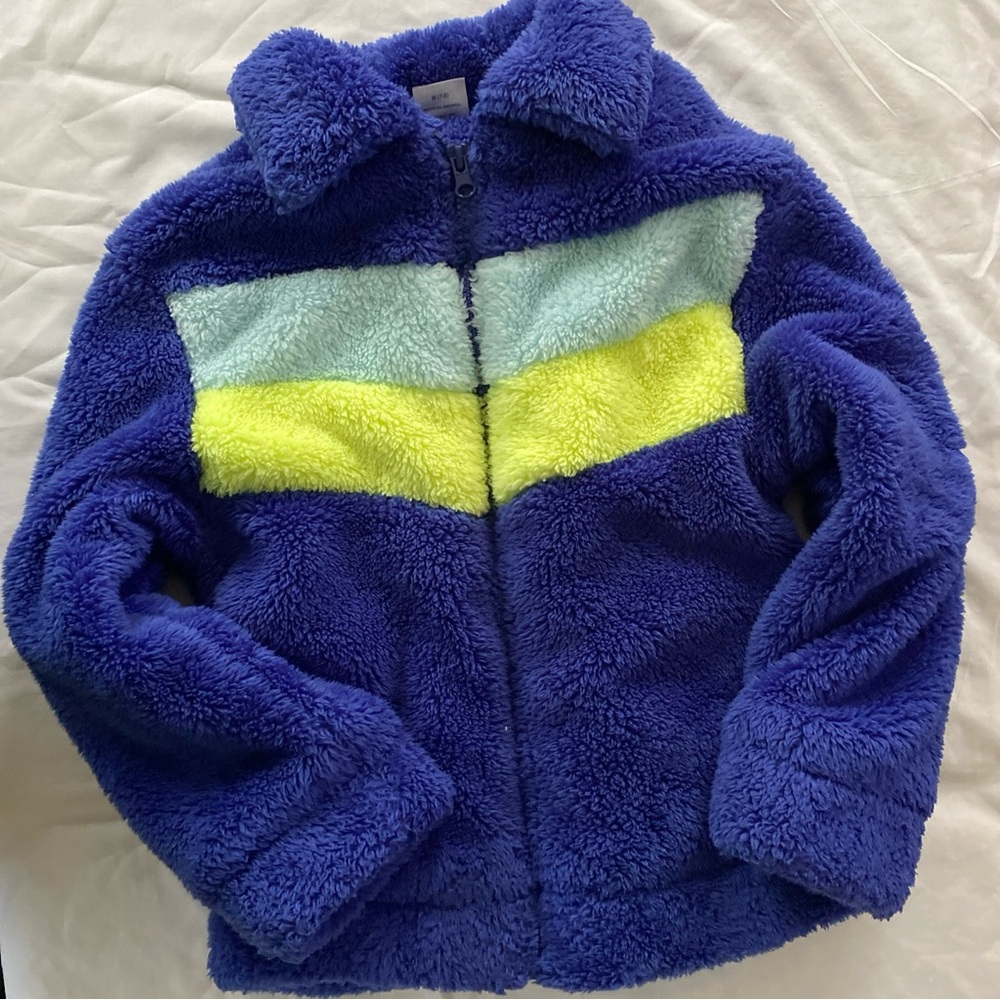 Wonder Nation Youth girls long sleeve full zip plush jacket,   Size M(7-8)